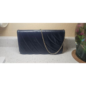 Women's Chic de Paris Blue Leather Clutch Bag
